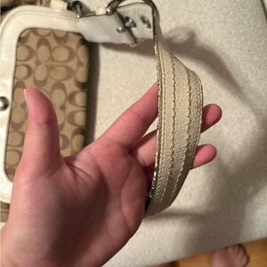 Coach Beige and White Shoulder Bag